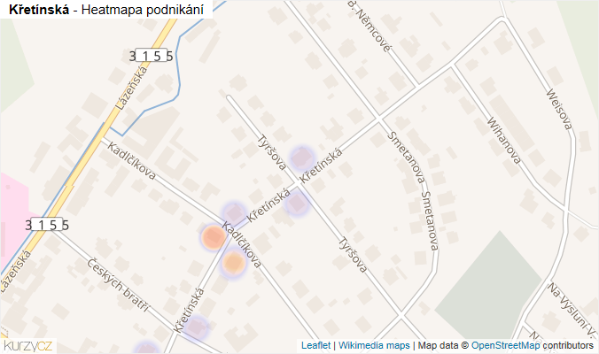 Mapa Křetínská - Firmy v ulici.