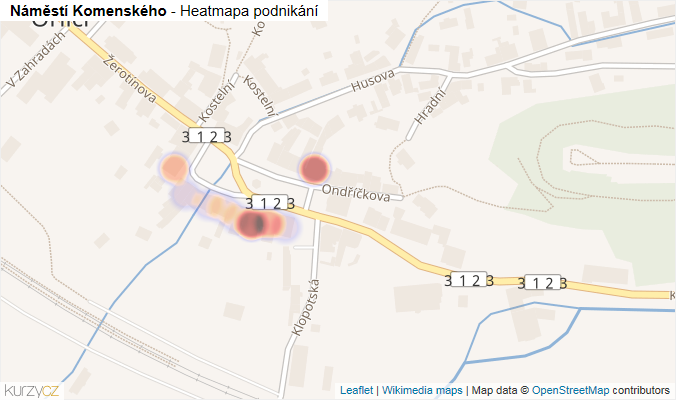 Mapa Náměstí Komenského - Firmy v ulici.
