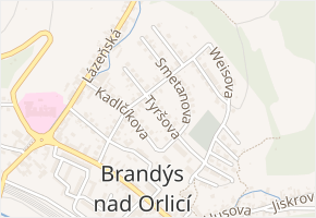 Tyršova v obci Brandýs nad Orlicí - mapa ulice