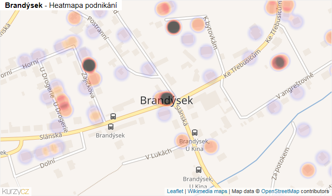 Mapa Brandýsek - Firmy v části obce.