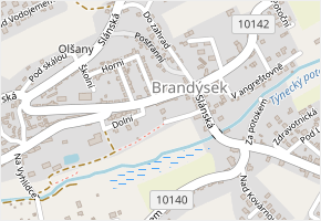 V Lukách v obci Brandýsek - mapa ulice