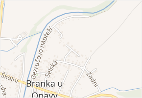 Nová čtvrť v obci Branka u Opavy - mapa ulice