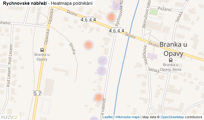 Mapa Rychnovské nábřeží - Firmy v ulici.