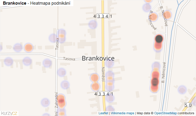Mapa Brankovice - Firmy v části obce.
