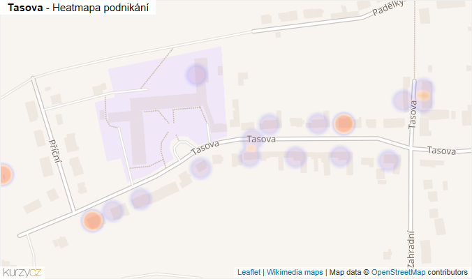 Mapa Tasova - Firmy v ulici.