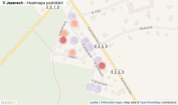 Mapa V Jezerech - Firmy v ulici.