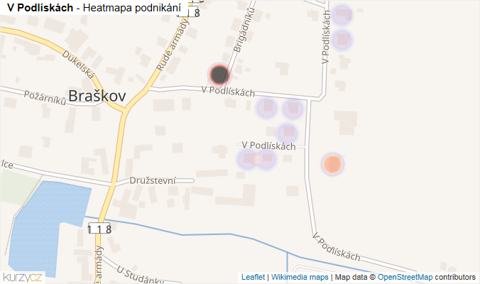 Mapa V Podlískách - Firmy v ulici.