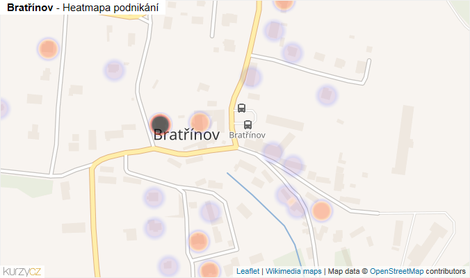 Mapa Bratřínov - Firmy v části obce.