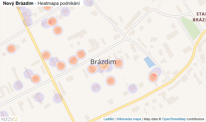 Mapa Nový Brázdim - Firmy v části obce.