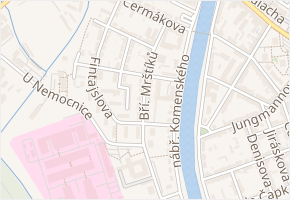 Bří. Mrštíků v obci Břeclav - mapa ulice