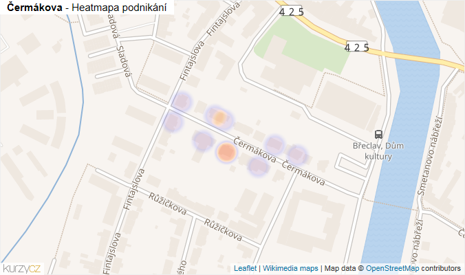 Mapa Čermákova - Firmy v ulici.