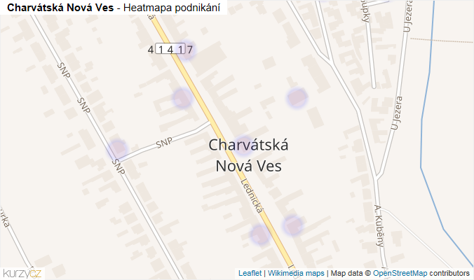Mapa Charvátská Nová Ves - Firmy v části obce.