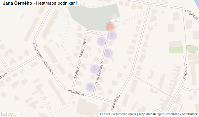 Mapa Jana Černého - Firmy v ulici.