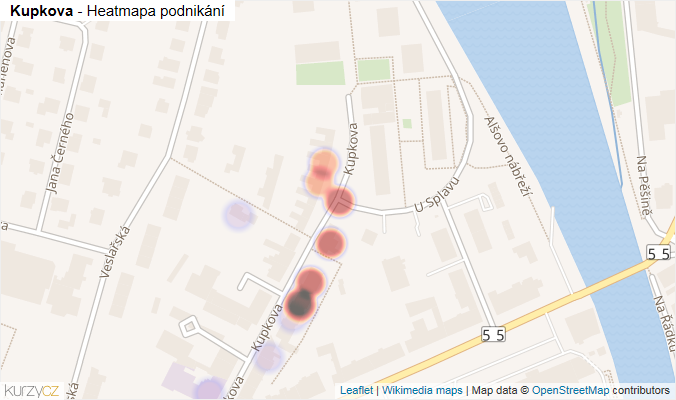 Mapa Kupkova - Firmy v ulici.