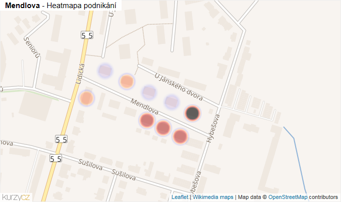 Mapa Mendlova - Firmy v ulici.