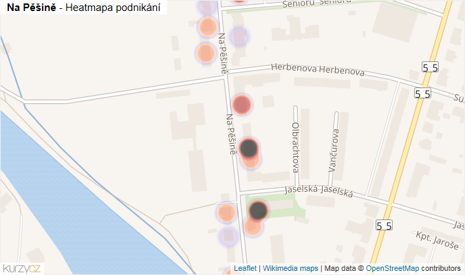 Mapa Na Pěšině - Firmy v ulici.