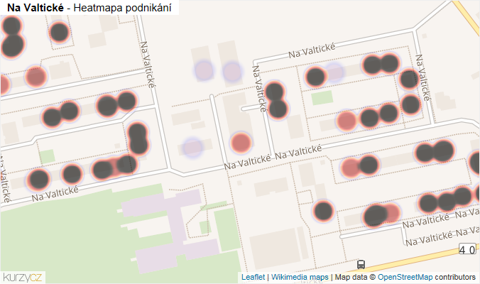 Mapa Na Valtické - Firmy v ulici.