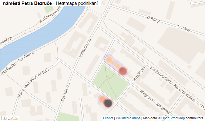 Mapa náměstí Petra Bezruče - Firmy v ulici.
