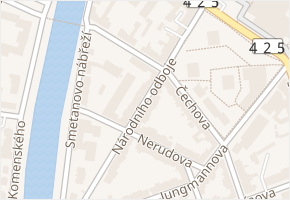 Národního odboje v obci Břeclav - mapa ulice