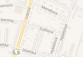 Sušilova v obci Břeclav - mapa ulice