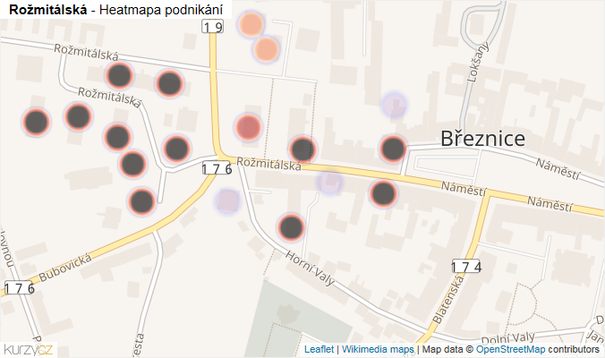 Mapa Rožmitálská - Firmy v ulici.