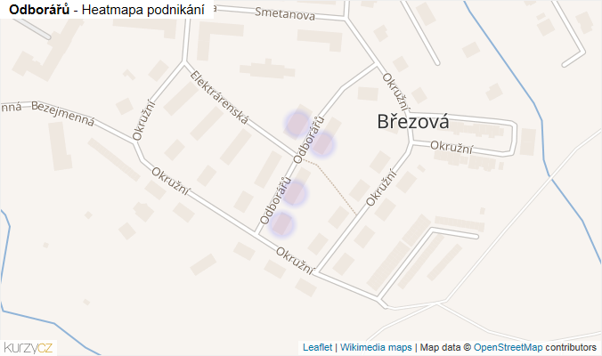 Mapa Odborářů - Firmy v ulici.