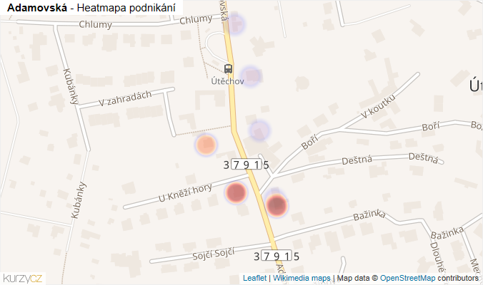 Mapa Adamovská - Firmy v ulici.
