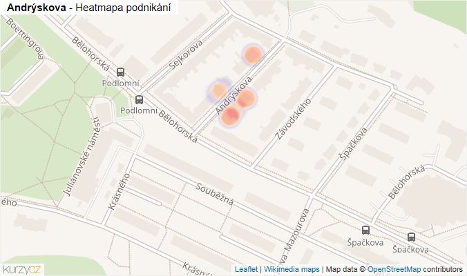 Mapa Andrýskova - Firmy v ulici.