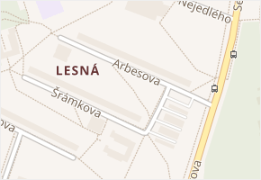 Arbesova v obci Brno - mapa ulice