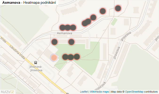 Mapa Axmanova - Firmy v ulici.