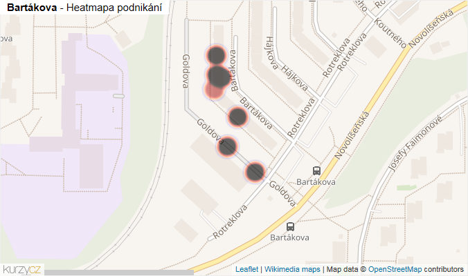 Mapa Bartákova - Firmy v ulici.