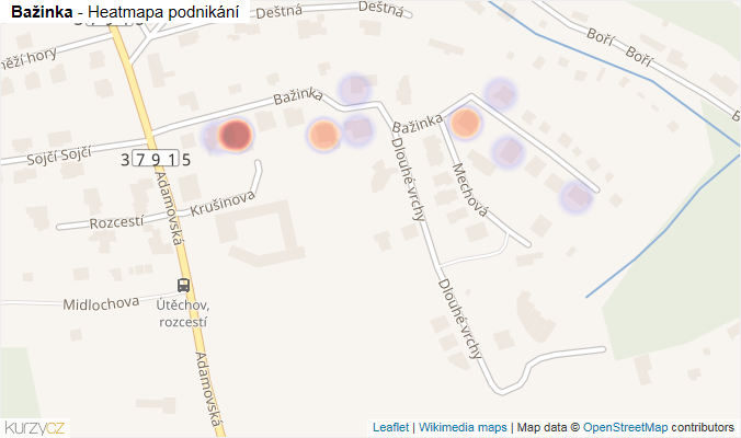 Mapa Bažinka - Firmy v ulici.