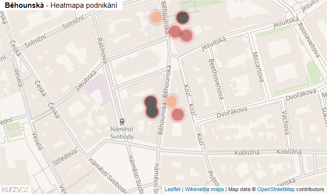 Mapa Běhounská - Firmy v ulici.