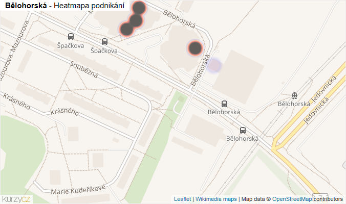 Mapa Bělohorská - Firmy v ulici.
