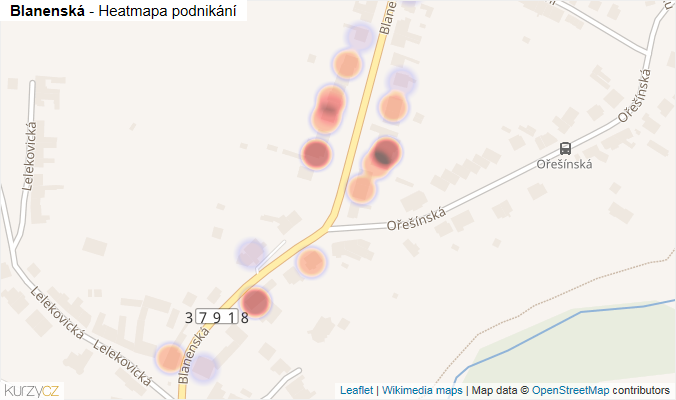 Mapa Blanenská - Firmy v ulici.