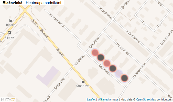 Mapa Blažovická - Firmy v ulici.