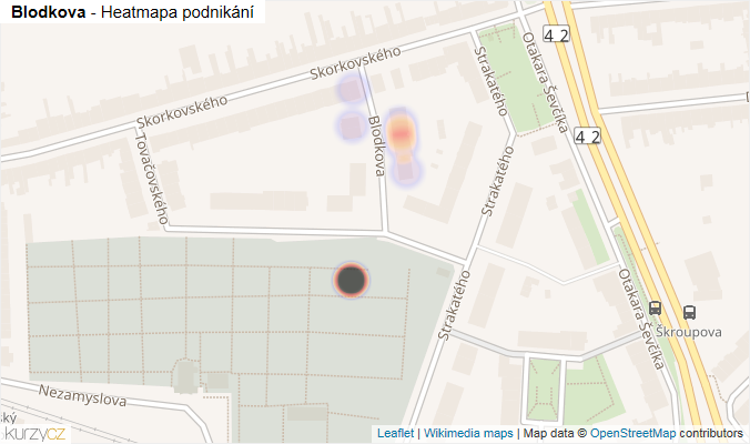 Mapa Blodkova - Firmy v ulici.