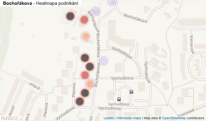 Mapa Bochořákova - Firmy v ulici.