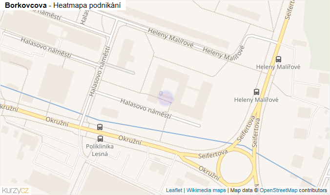 Mapa Borkovcova - Firmy v ulici.