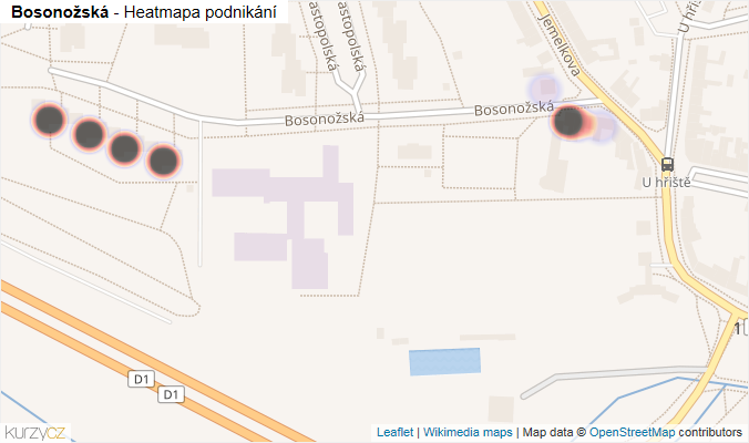 Mapa Bosonožská - Firmy v ulici.
