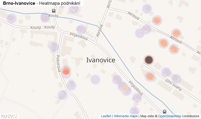 Mapa Brno-Ivanovice - Firmy v městské části.