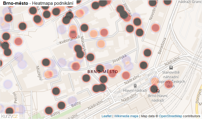 Mapa Brno-město - Firmy v části obce.