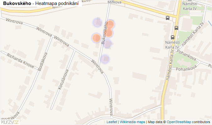 Mapa Bukovského - Firmy v ulici.