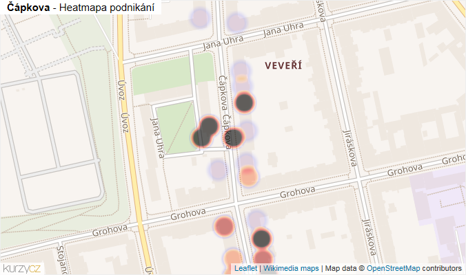 Mapa Čápkova - Firmy v ulici.