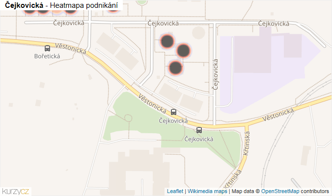 Mapa Čejkovická - Firmy v ulici.