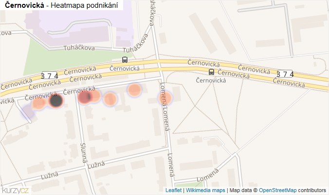 Mapa Černovická - Firmy v ulici.