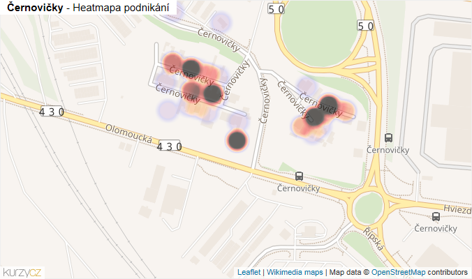 Mapa Černovičky - Firmy v ulici.