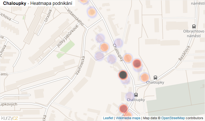Mapa Chaloupky - Firmy v ulici.