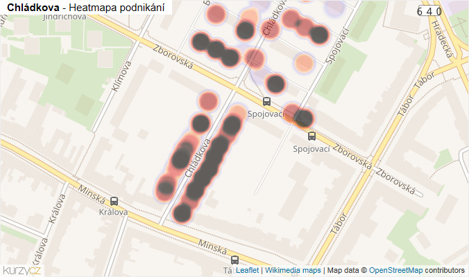 Mapa Chládkova - Firmy v ulici.