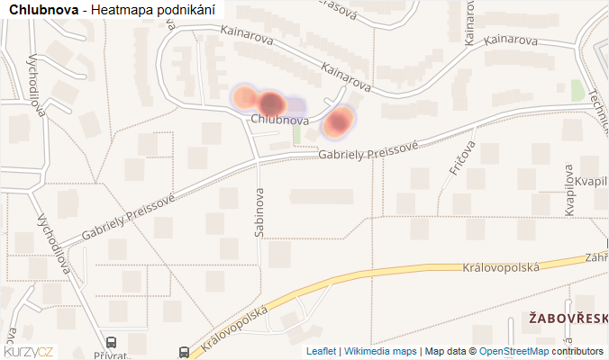 Mapa Chlubnova - Firmy v ulici.